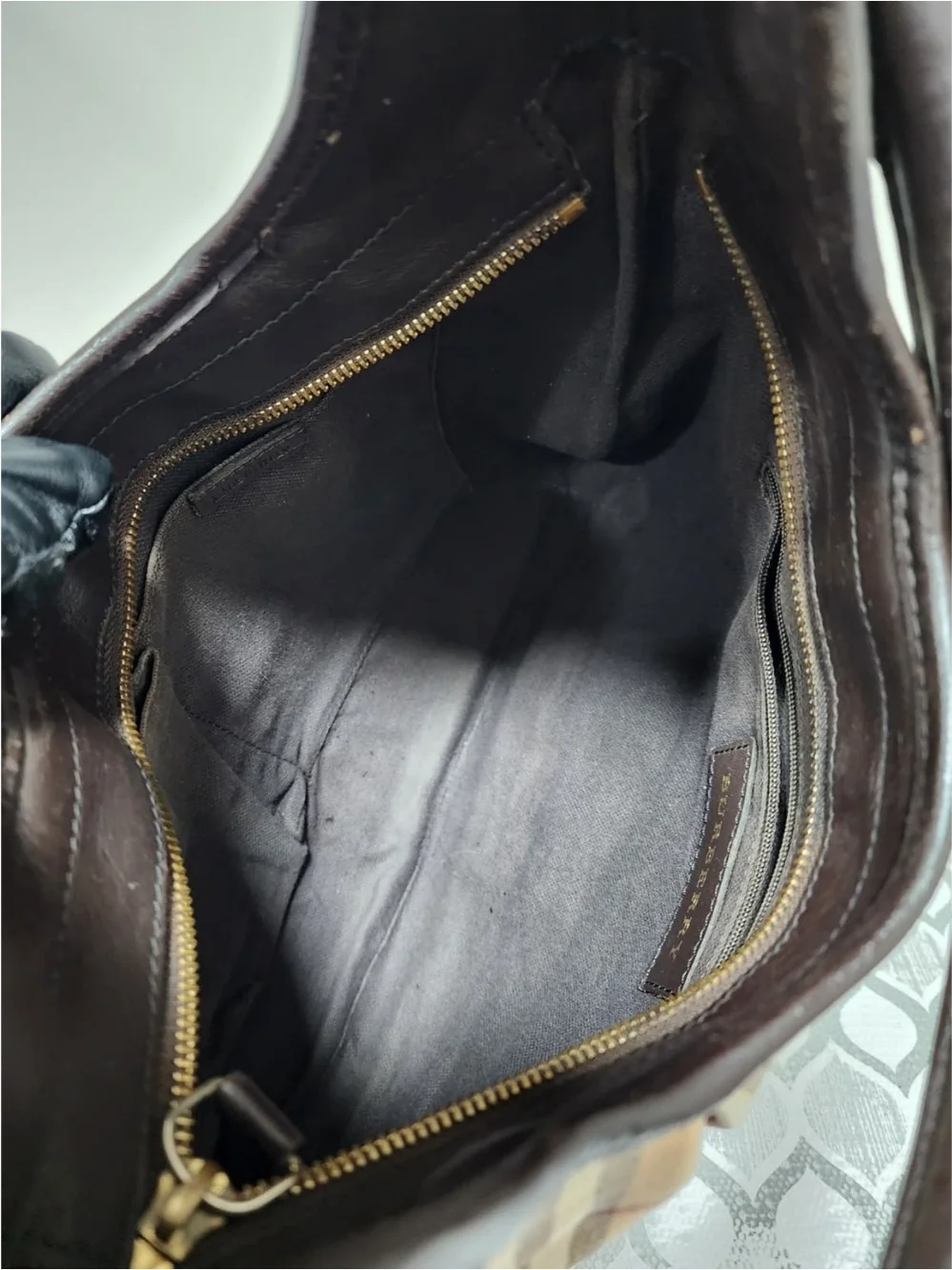 BURBERRY Haymarket Check Small Brooklyn Hobo Brown/Beige